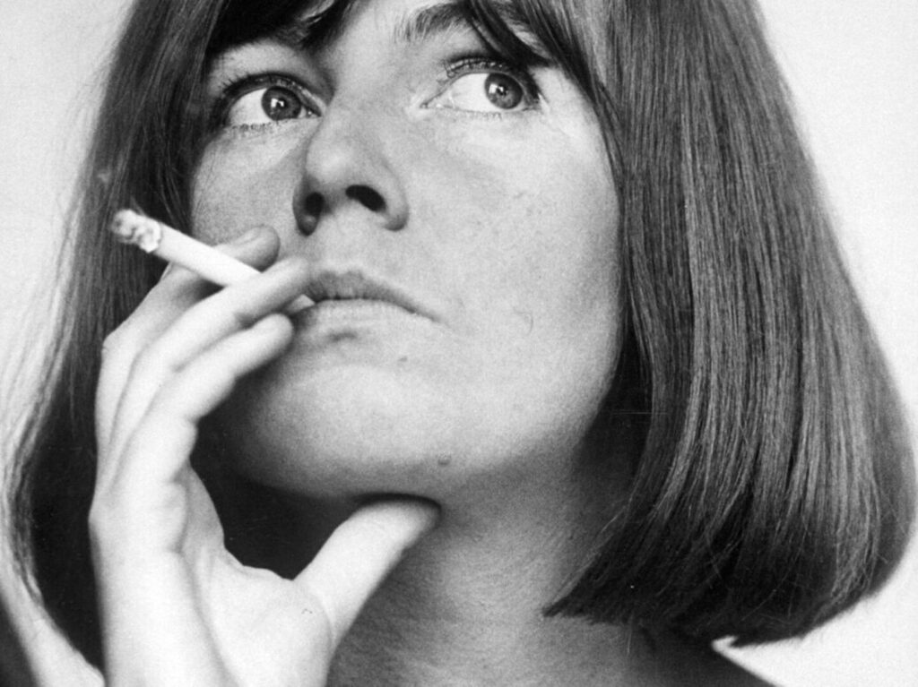 Image 1 BLUE ROAD Edna smoking 1970 Blue Road - The Edna O'Brien Story